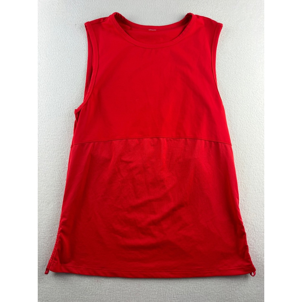 Fabletics Womens Red Active Tank Top Mesh Panel Sleeveless Gym Shirt Size S